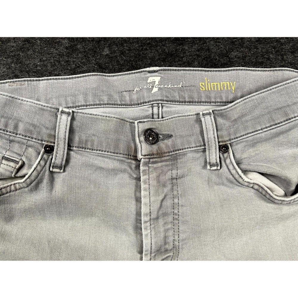 7 For All Mankind Slimmy Jeans Mens 32 Gray Denim Cotton Stretch Straight Leg - Picture 8 of 12